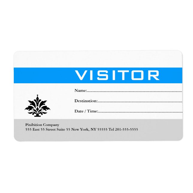 Visitor Badge Label Blue (Front)