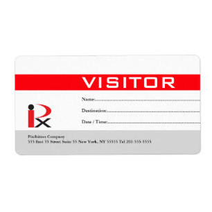 Visitor Badge Label Red