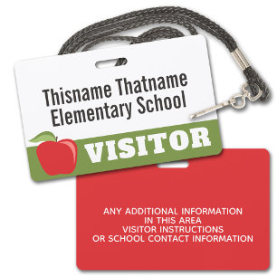 Visitor Badge - Parents Schools with Red Apple ID Badge
