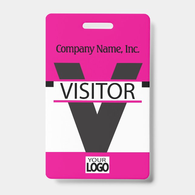 Visitor Badge with your Logo - Pink ID Badge (Front)