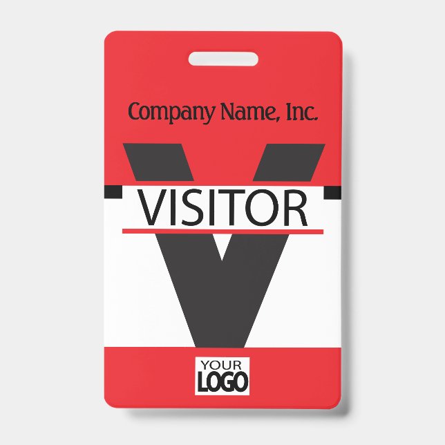 Visitor Badge with your Logo - Red ID Badge (Front)