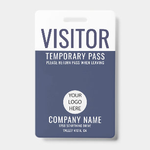 Visitor Blue Company Logo Visitor Pass ID Badge