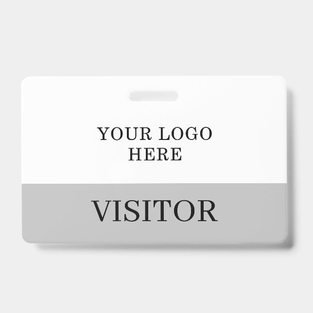 Visitor ID in White & Grey Horizontal Customise Badge (Front)