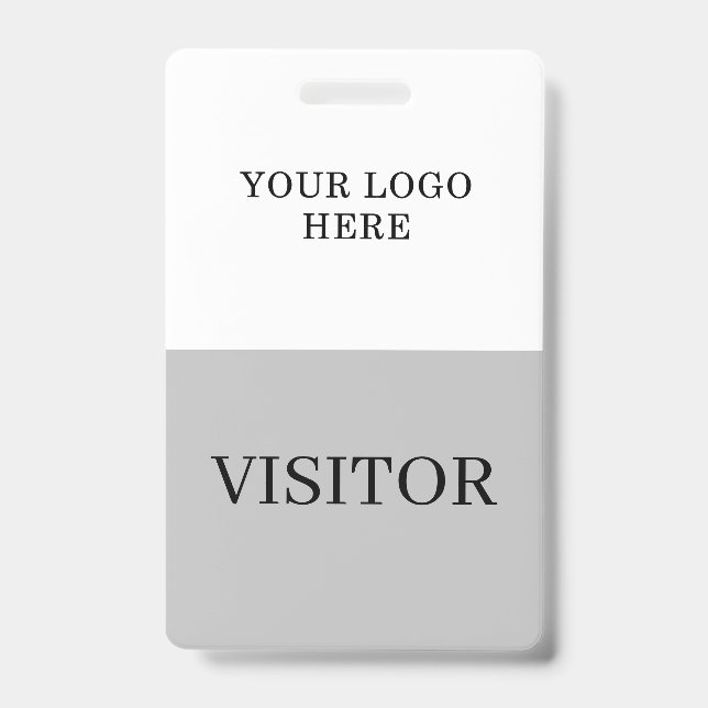 Visitor ID in White & Grey Vertical Customise Badge (Front)