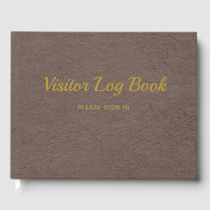 Visitor Log Book Elegant Faux Leather with Gold