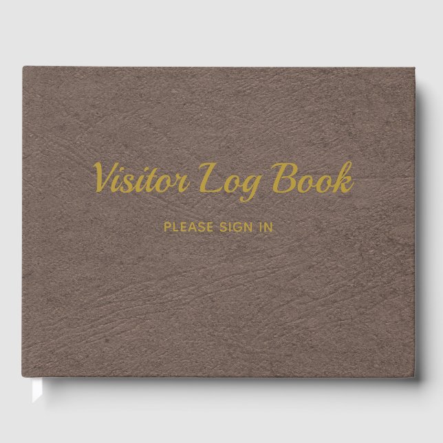 Visitor Log Book Elegant Faux Leather with Gold (Front)