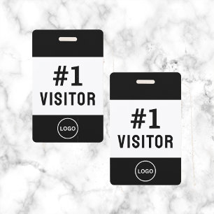 Visitor Logo Company Black Simple Modern ID Badge