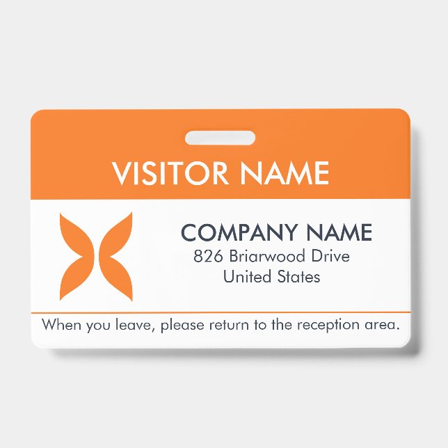 Visitor Pass ID Badge with a Simple Logo (Front)