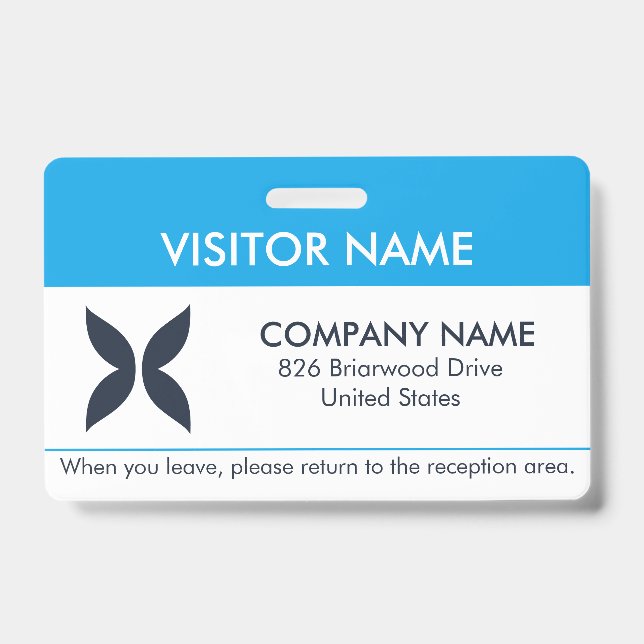 Visitor Pass ID Badge with a Simple Logo (Front)