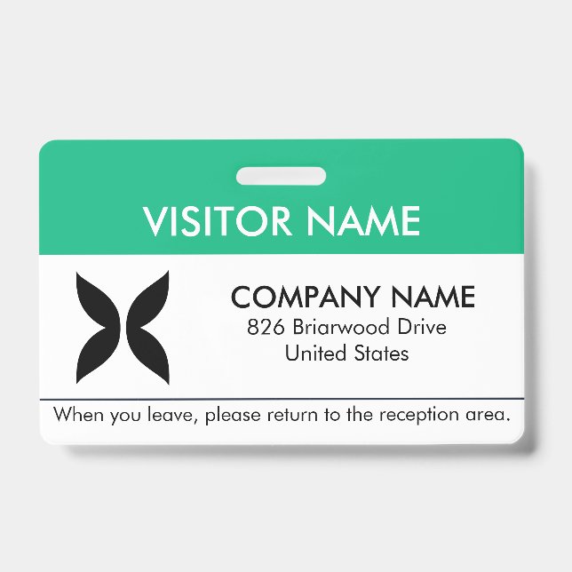 Visitor Pass ID Badge with a Simple Logo (Front)