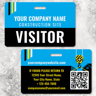 Visitor Pass Security ID Construction Site Blue Badge