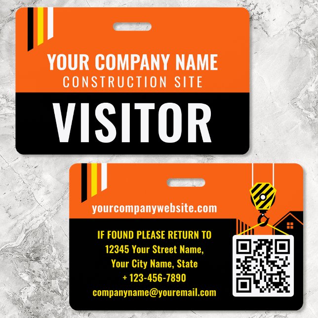 Visitor Pass Security ID Construction Site Orange Badge (Creator Uploaded)
