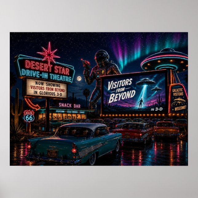 Visitors from Beyond Retro Sci-Fi Drive-In Poster (Front)