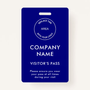 Visitors Pass Company Name Logo Blue ID Badge