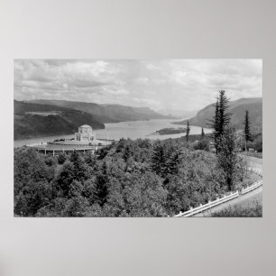 Vista House & Crown Point on Columbia River Poster