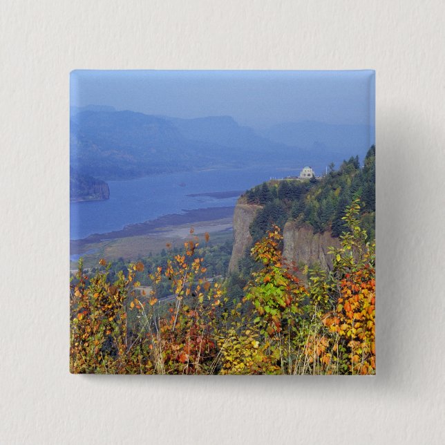 Vista House, high on Crown Point at the mouth 15 Cm Square Badge (Front)