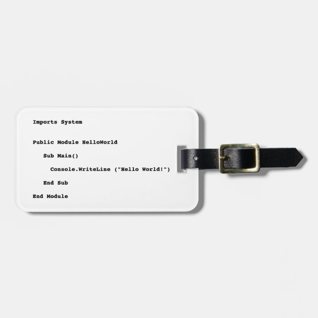 Visual Basic Hello World Greeting Luggage Tag (Front Horizontal)