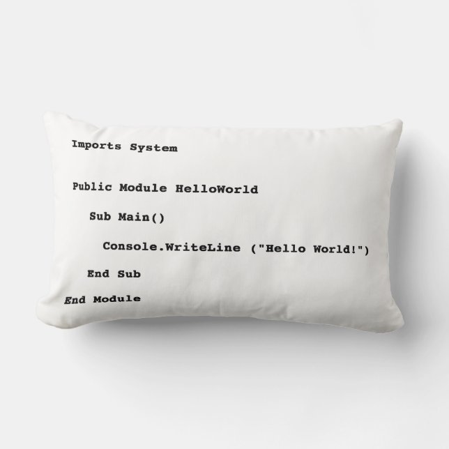 Visual Basic Hello World Greeting Lumbar Cushion (Front)
