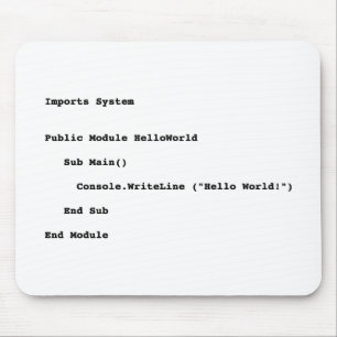 Visual Basic Hello World Greeting Mouse Pad