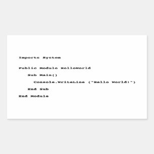 Visual Basic Hello World Greeting Rectangular Sticker