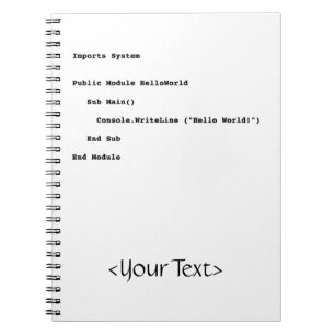 Visual Basic Hello World Greeting Spiral Notebook