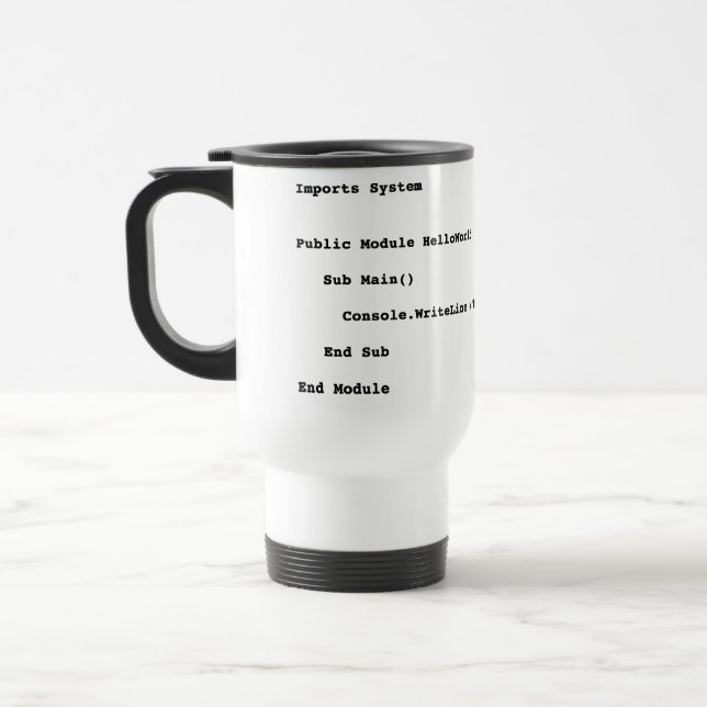 Visual Basic Hello World Greeting Travel Mug (Left)