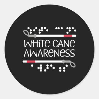 Visual Braille White Cane Awareness Blind Low Visi Classic Round Sticker