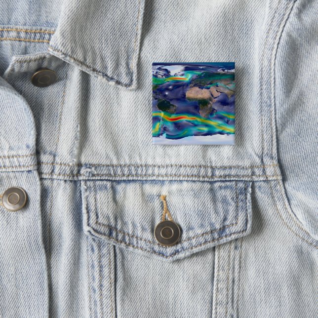 Visualisation Of Global Winds. 15 Cm Square Badge (In Situ)