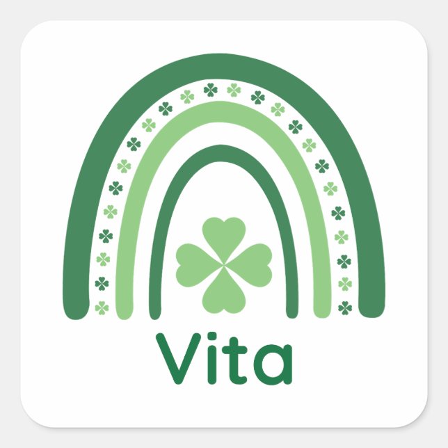 Vita Name Clover Boho Rainbow Square Sticker (Front)