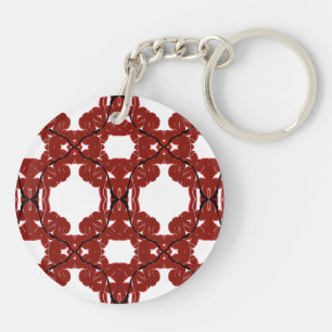 Vitae Red Abstract Acrylic Paint Pour Fluid Art Key Ring
