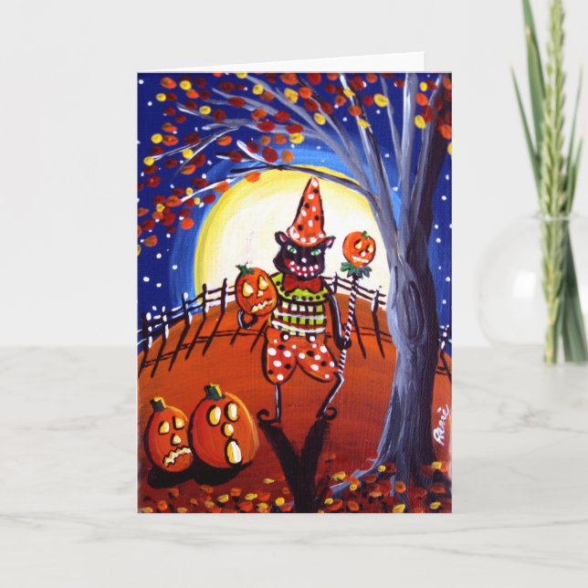 Vitage Halloween Cat Card (Front)