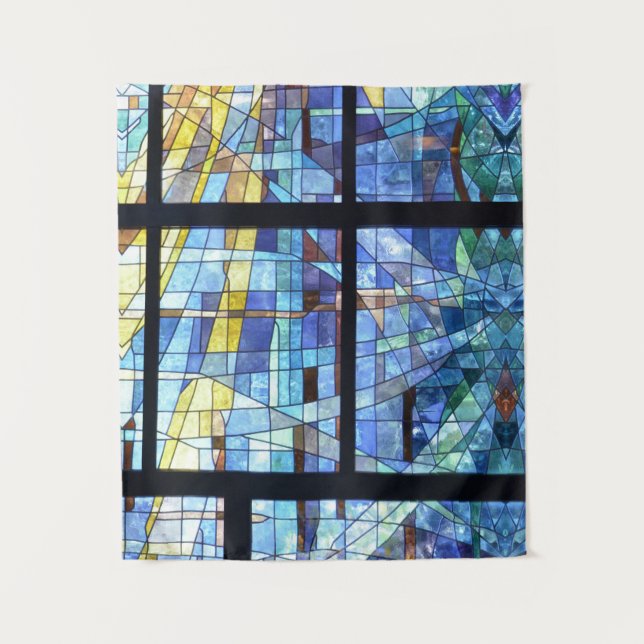 Vitalism Abstract Contemporary Vitralium Blue Tapestry (Front)