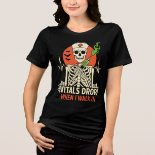 Vitals Drop When I Walk In Nurse Halloween Tri-Blend Shirt