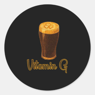 Vitamin Beer Lucky Shamrock Funny Patrick’s Day Me Classic Round Sticker