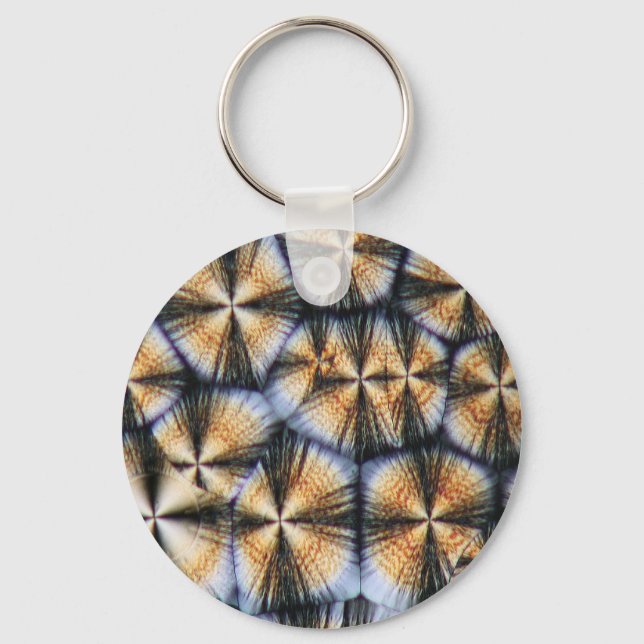 Vitamin C crystals under the microscope Key Ring (Front)