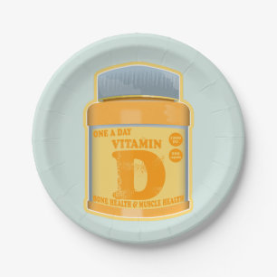 Vitamin D capsules health and well-being Paper Plate