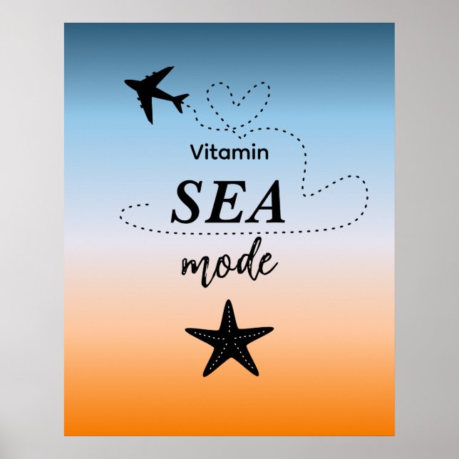 Vitamin Sea Mode Orange Summer Colour Wall Art (Front)