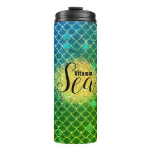 Vitamin Sea Ombre Blue Green Mermaid Scales Thermal Tumbler
