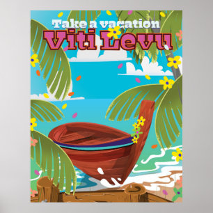 Viti Levu vacation travel poster. Poster