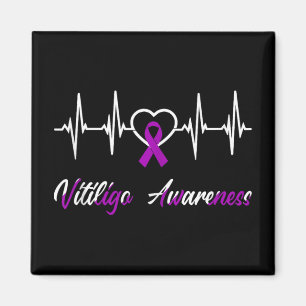 Vitiligo Awareness Heartbeat Love Purple Ribbon Su Magnet