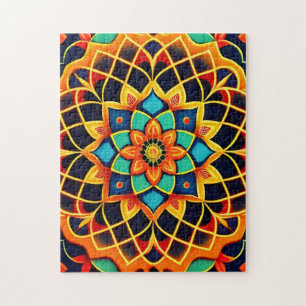 Vitral Style Colorful Mandala Jigsaw Puzzle