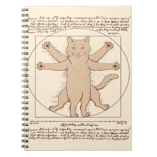 Vitruvian Cat  Cute Cat Design Notebook