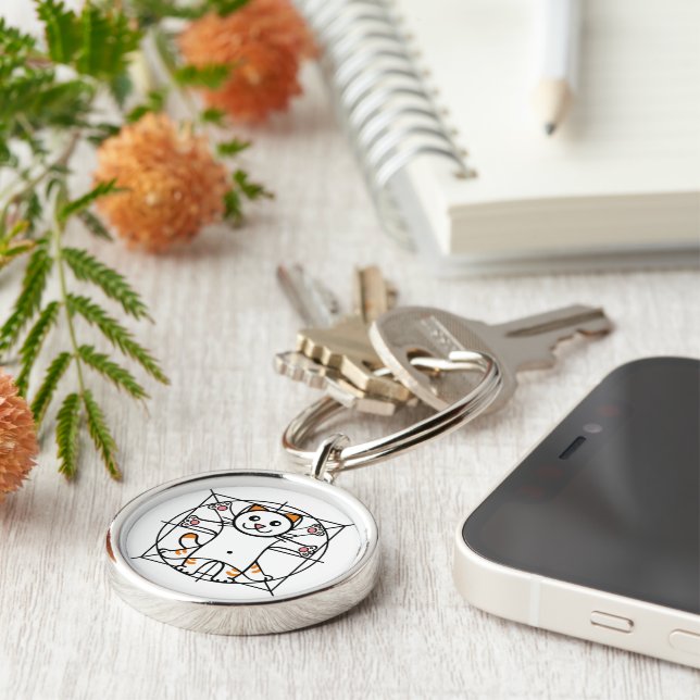 Vitruvian Cat Key Ring (Side)