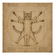 Vitruvian Cat Renaissance Parody Art