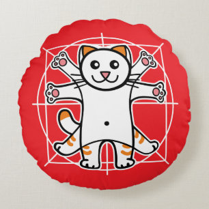 Vitruvian Cat Round Cushion