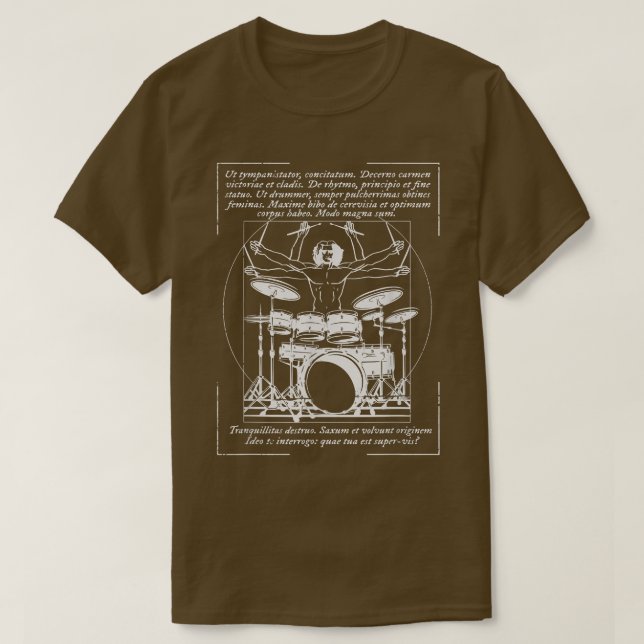 Vitruvian Drummer Rock Music I Rock And Roll Drums T-Shirt (Design Front)