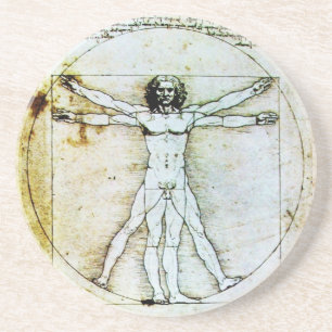 VITRUVIAN MAN Antique Parchment Coaster