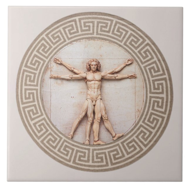 Vitruvian Man by Da Vinci Neutral Architectural Tile (Front)