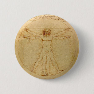 Vitruvian Man by Leonardo da Vinci 6 Cm Round Badge