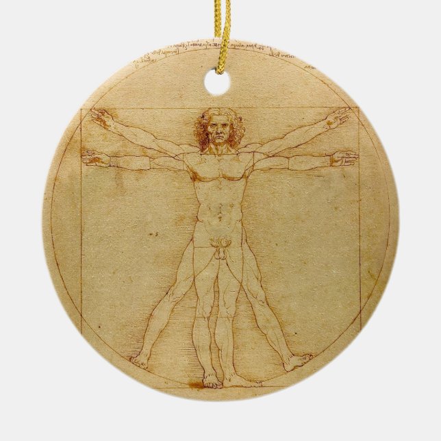 Vitruvian Man by Leonardo da Vinci Ceramic Tree Decoration (Front)